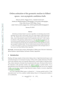 Online estimation of the geometric median in Hilbert spaces : non
  asymptotic confidence balls