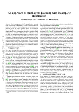 An approach to multi-agent planning with incomplete information