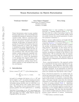 Tensor Factorization via Matrix Factorization