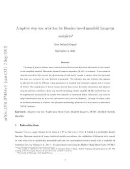 Adaptive step size selection for Hessian-based manifold Langevin
  samplers