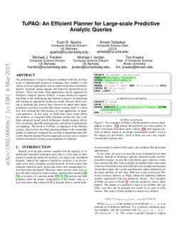 TuPAQ: An Efficient Planner for Large-scale Predictive Analytic Queries