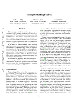 Learning the Matching Function
