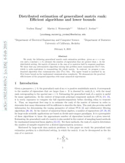Distributed Estimation of Generalized Matrix Rank: Efficient Algorithms
  and Lower Bounds
