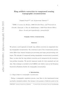 Ring artifacts correction in compressed sensing tomographic
  reconstruction