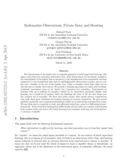Rademacher Observations, Private Data, and Boosting
