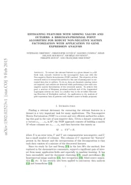 A Bregman Proximal ADMM for NMF with Outliers: Estimating features with
  missing values and outliers: a Bregman-proximal point algorithm for robust
  Non-negative Matrix Factorization with application to gene expression
  analysis