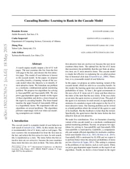Cascading Bandits: Learning to Rank in the Cascade Model