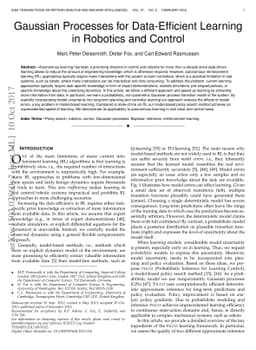 Gaussian Processes for Data-Efficient Learning in Robotics and Control