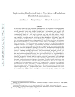 Implementing Randomized Matrix Algorithms in Parallel and Distributed
  Environments