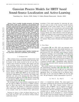Gaussian Process Models for HRTF based Sound-Source Localization and
  Active-Learning