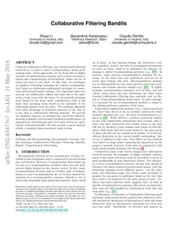 Collaborative Filtering Bandits