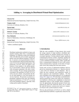 Adding vs. Averaging in Distributed Primal-Dual Optimization
