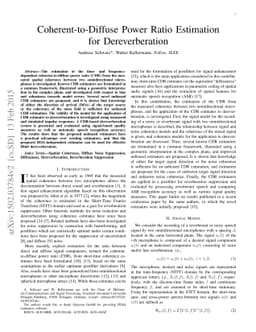 Coherent-to-Diffuse Power Ratio Estimation for Dereverberation