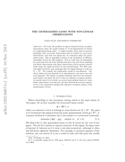 The generalized Lasso with non-linear observations