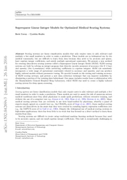 Supersparse Linear Integer Models for Optimized Medical Scoring Systems