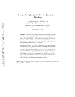 Sample Complexity for Winner Prediction in Elections