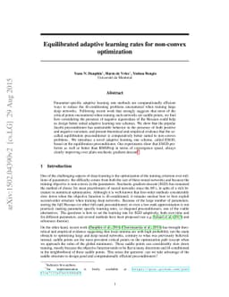 Equilibrated adaptive learning rates for non-convex optimization
