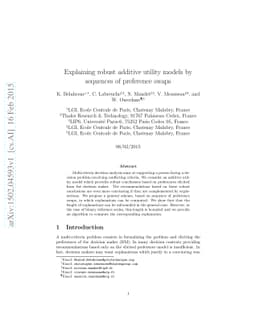 Explaining robust additive utility models by sequences of preference
  swaps
