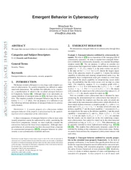 Emergent Behavior in Cybersecurity