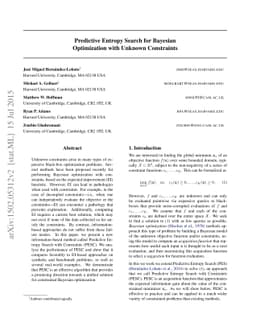 Predictive Entropy Search for Bayesian Optimization with Unknown
  Constraints