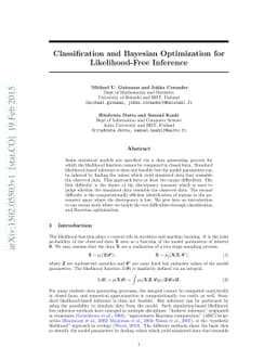 Classification and Bayesian Optimization for Likelihood-Free Inference