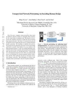 Unsupervised Network Pretraining via Encoding Human Design