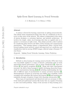 Spike Event Based Learning in Neural Networks
