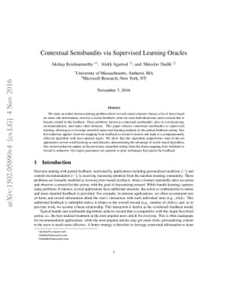 Contextual Semibandits via Supervised Learning Oracles