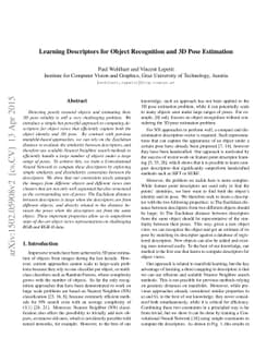 Learning Descriptors for Object Recognition and 3D Pose Estimation