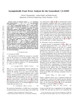 Asymptotically Exact Error Analysis for the Generalized $\ell_2^2$-LASSO