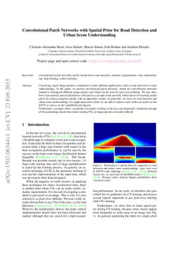 Convolutional Patch Networks with Spatial Prior for Road Detection and
  Urban Scene Understanding