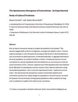 The Spontaneous Emergence of Conventions: An Experimental Study of
  Cultural Evolution