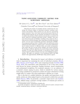 Topic-adjusted visibility metric for scientific articles