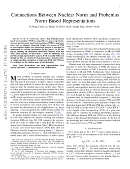 Connections Between Nuclear Norm and Frobenius Norm Based
  Representations