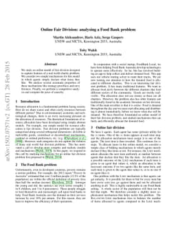 Online Fair Division: analysing a Food Bank problem
