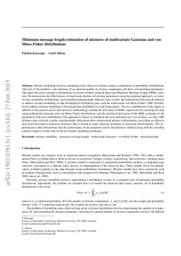 Minimum message length estimation of mixtures of multivariate Gaussian
  and von Mises-Fisher distributions