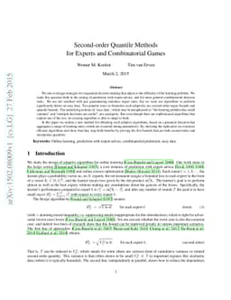 Second-order Quantile Methods for Experts and Combinatorial Games