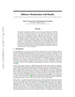 Influence Maximization with Bandits