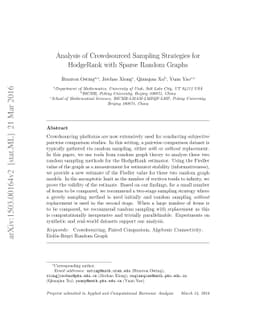 Analysis of Crowdsourced Sampling Strategies for HodgeRank with Sparse
  Random Graphs