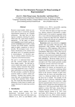When Are Tree Structures Necessary for Deep Learning of Representations?