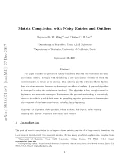 Matrix Completion with Noisy Entries and Outliers