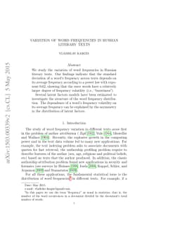 Variation of word frequencies in Russian literary texts