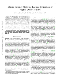 Matrix Product State for Feature Extraction of Higher-Order Tensors