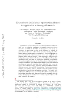 Evaluation of spatial audio reproduction schemes for application in
  hearing aid research