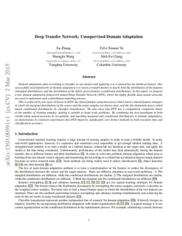 Deep Transfer Network: Unsupervised Domain Adaptation