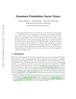 Consistent Probabilistic Social Choice