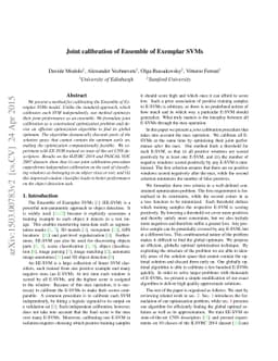 Joint calibration of Ensemble of Exemplar SVMs