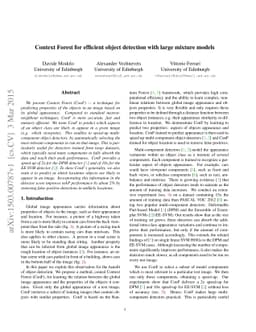 Context Forest for efficient object detection with large mixture models