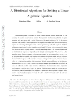 A Distributed Algorithm for Solving a Linear Algebraic Equation