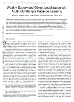Weakly Supervised Object Localization with Multi-fold Multiple Instance
  Learning